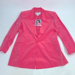 Diane Von Furstenberg Pink Silk Blazer jacket Size 10 Silk Assets One button NWT